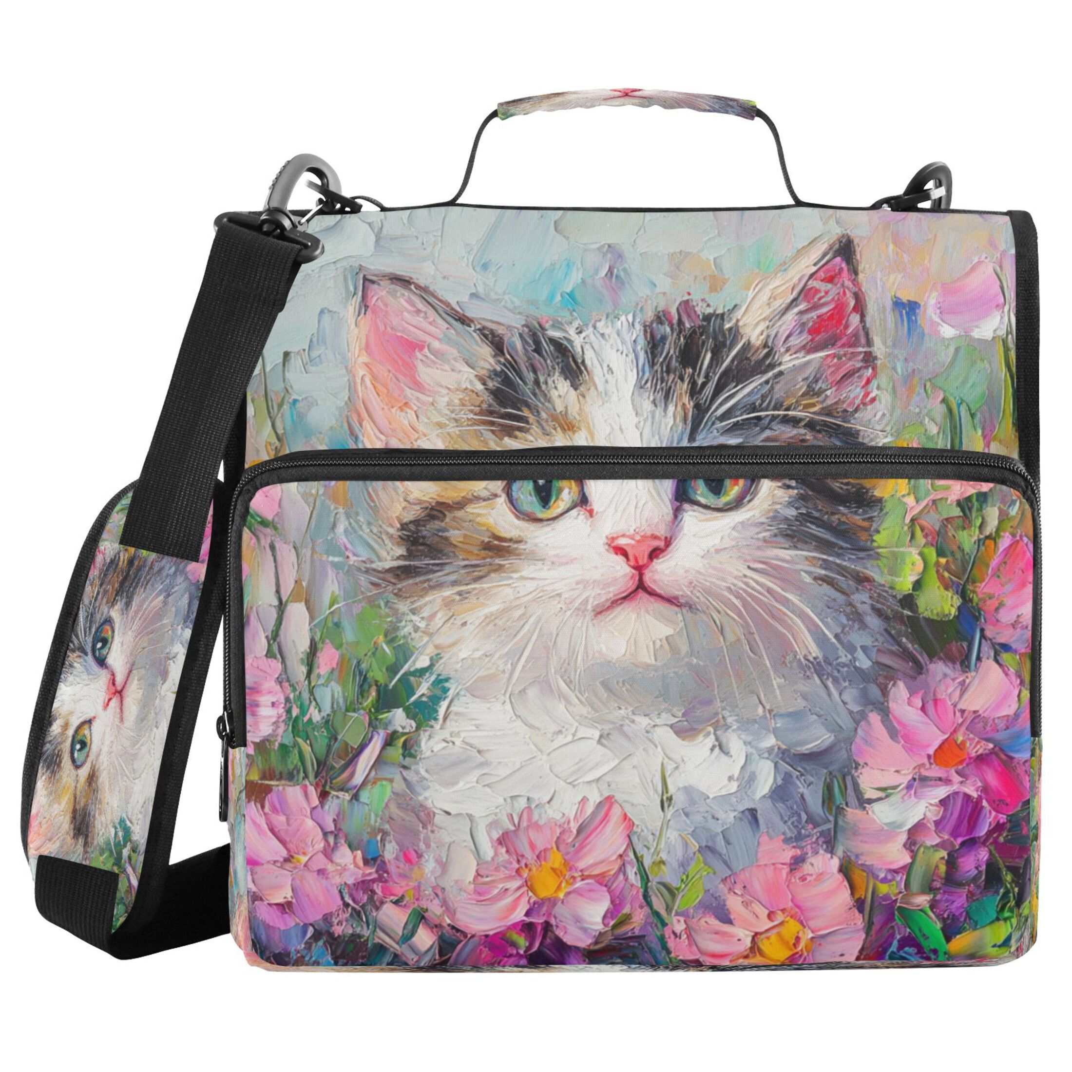 YAZAOO Zipper Binder trapper keeper Documents Organized Design Whiskered Wonder in Petals Printed