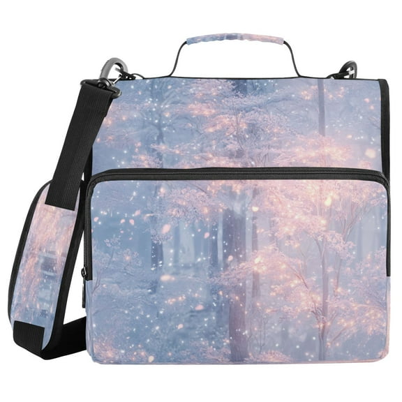 YAZAOO Zipper Binder trapper keeper Documents Organized Design Winter Forest Snowfall Printed