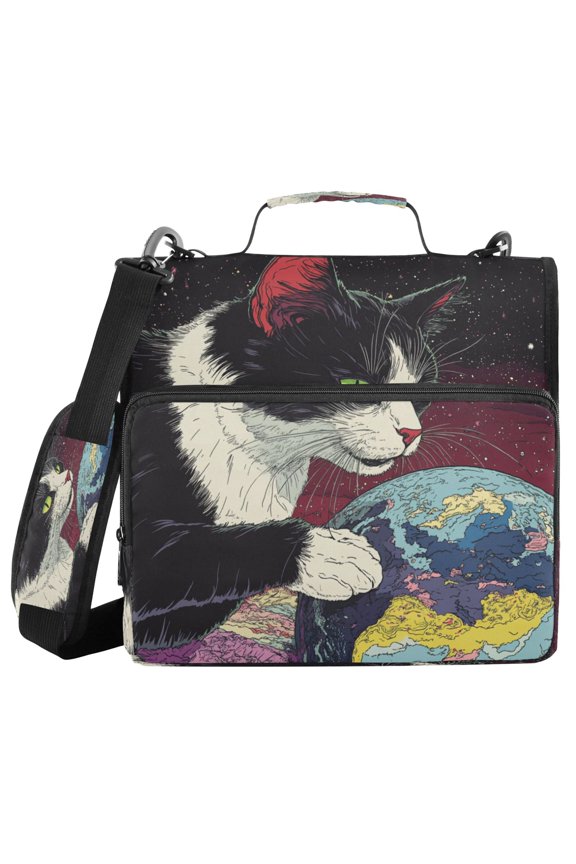 Zipper BinderTrapper of keeper Documents Organized Design Cosmic Cat Crew Printed