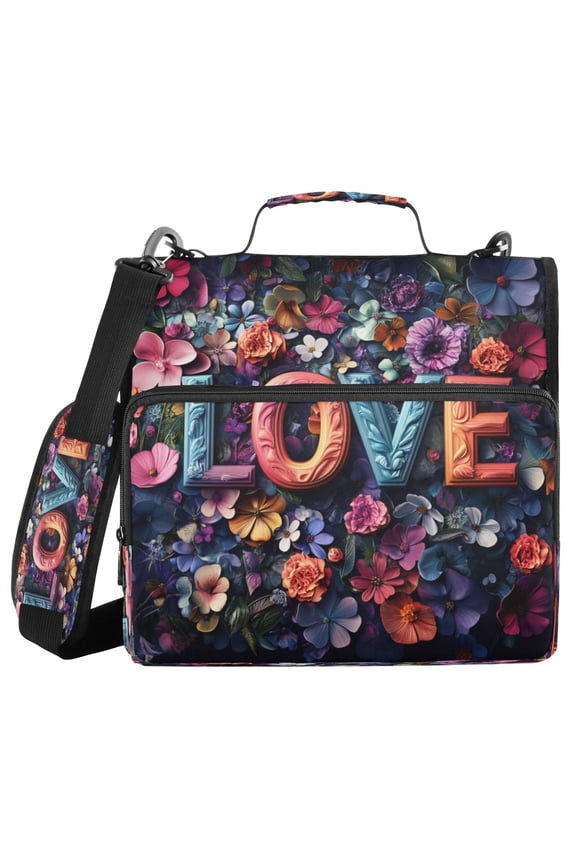 Zipper BinderTrapper of keeper Documents Organized Design Floral Love Mosaic Printed