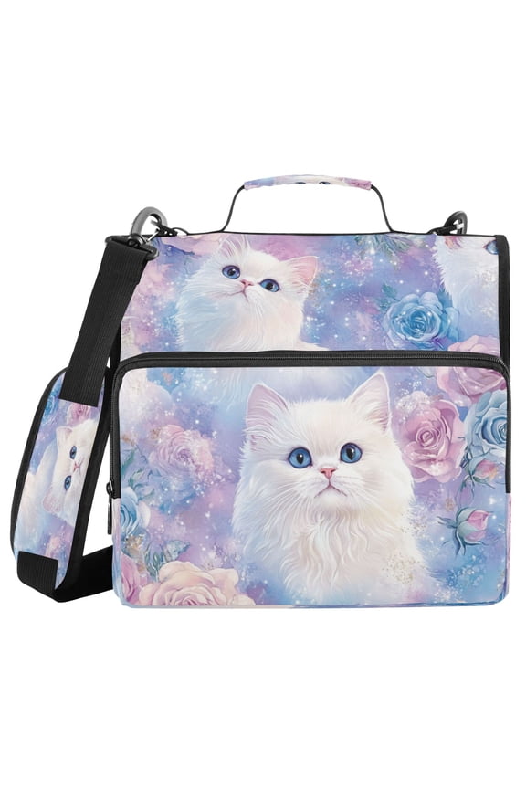 Zipper BinderTrapper of keeper Documents Organized Design Whimsical Cat Garden Printed