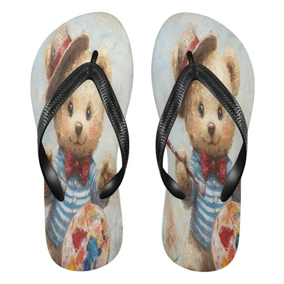 YAZAOOSummer Flip Flops Creatively Bear Artist Simple Beach Sandals