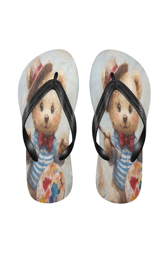 Summer Flip Flops Creatively Bear Artist Simple Beach Sandals