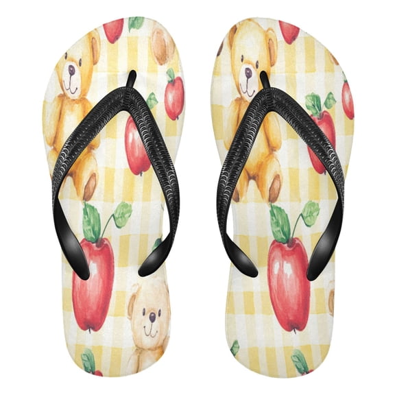 YAZAOOSummer Flip Flops Creatively Bears Apple Delight Simple Beach Sandals