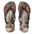 thumbnail image 1 of YAZAOOSummer Flip Flops Creatively Cat with Poinsettias Simple Beach Sandals, 1 of 8