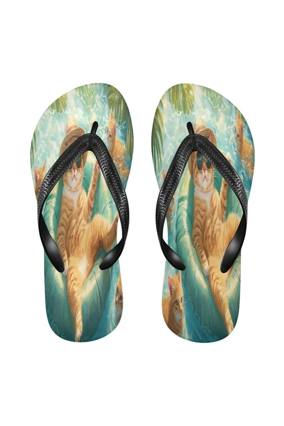 Summer Flip Flops Creatively Cats Relaxing in The Water Simple Beach Sandals
