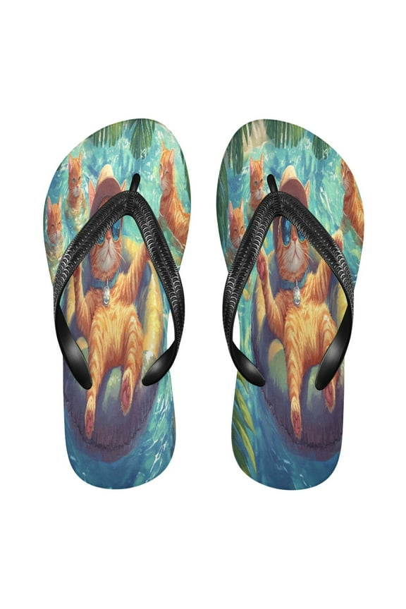 Summer Flip Flops Creatively Cats Swimming Simple Beach Sandals