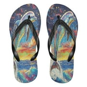 YAZAOOSummer Flip Flops Creatively Celestial Dolphin Dance Simple Beach Sandals