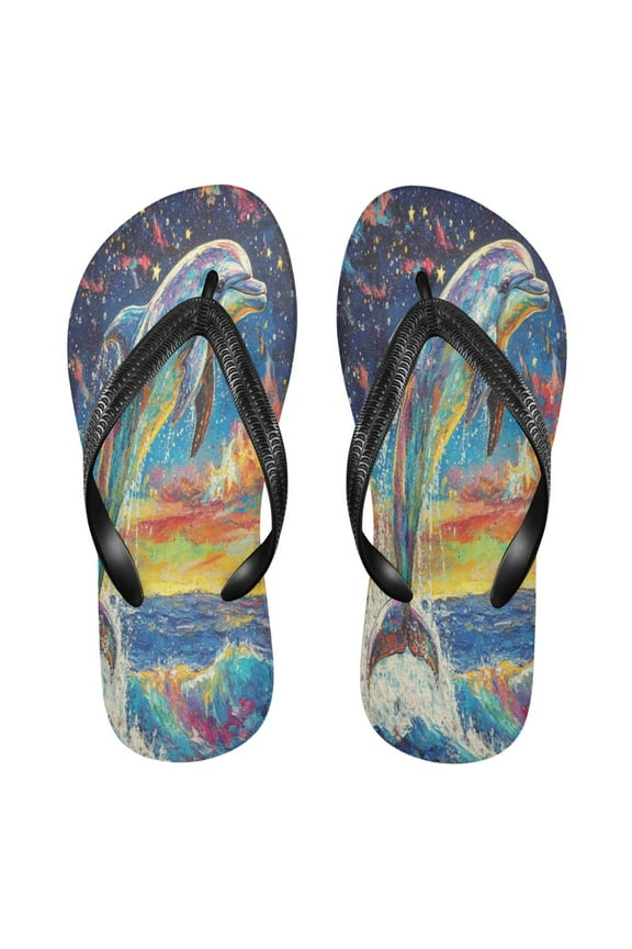 Summer Flip Flops Creatively Celestial Dolphin Dance Simple Beach Sandals