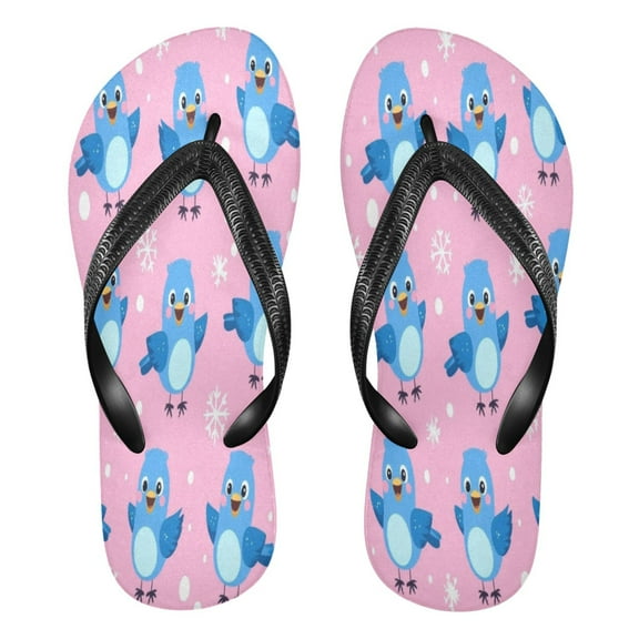 YAZAOOSummer Flip Flops Creatively Cheerful Bluebird Parade Simple Beach Sandals