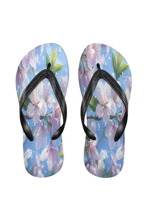 Summer Flip Flops Creatively Cherry Blossoms Blue Sky Simple Beach Sandals