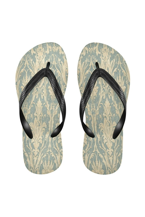 Summer Flip Flops Creatively Classic Floral Motif in Soft Tones Simple Beach Sandals