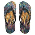 thumbnail image 1 of YAZAOOSummer Flip Flops Creatively Colorful Cat Sleeping on Branch Simple Beach Sandals, 1 of 8