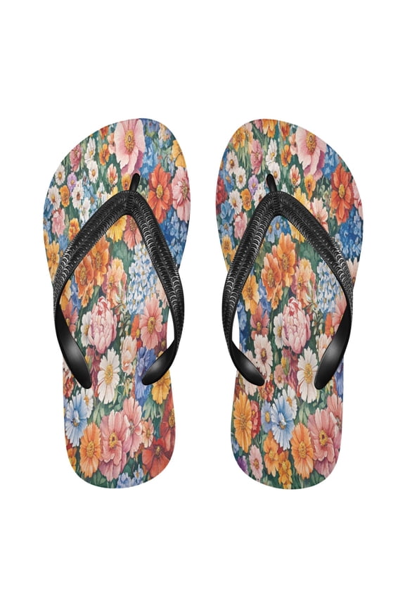 Summer Flip Flops Creatively Colorful Floral Fiesta Simple Beach Sandals