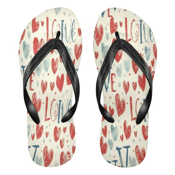 YAZAOOSummer Flip Flops Creatively Colorful Hearts Of Affection Simple Beach Sandals