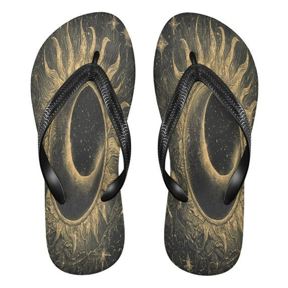 YAZAOOSummer Flip Flops Creatively Cosmic Sunburst Simple Beach Sandals