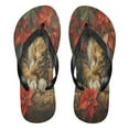 thumbnail image 1 of YAZAOOSummer Flip Flops Creatively Cozy Cat Among Poinsettias Simple Beach Sandals, 1 of 8