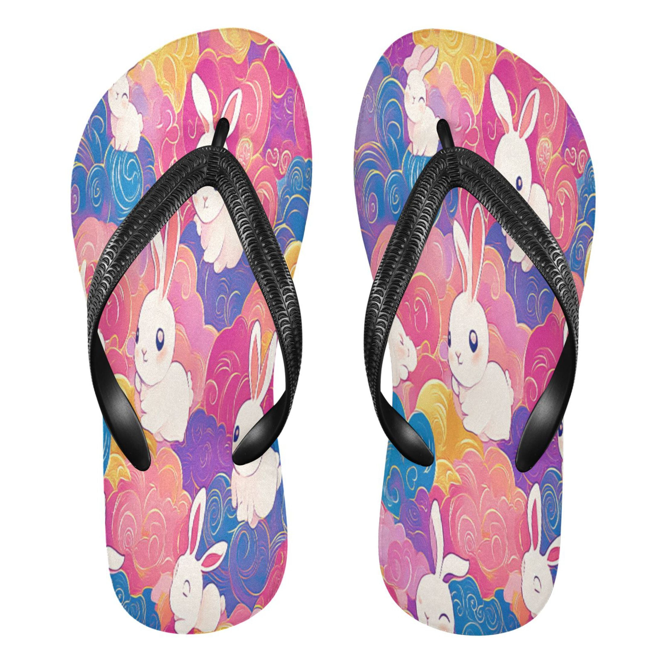 YAZAOOSummer Flip Flops Creatively Cute Rabbit Simple Beach Sandals ...