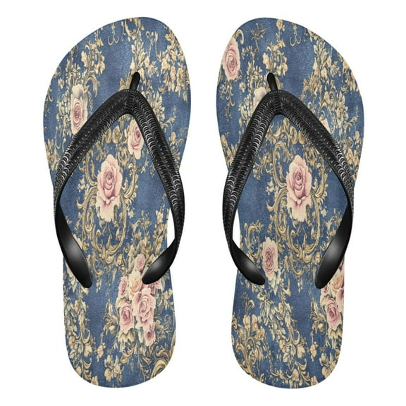 YAZAOOSummer Flip Flops Creatively Damask Of Floral Simple Beach Sandals
