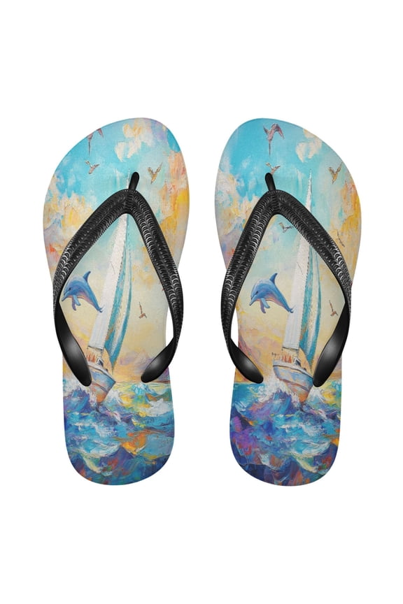 Summer Flip Flops Creatively Dolphin Dreams Simple Beach Sandals