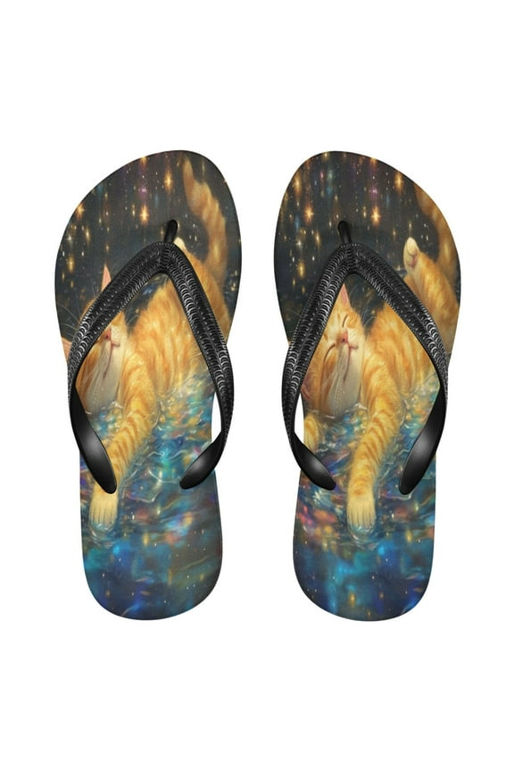 Summer Flip Flops Creatively Dreamy Cat Splash Simple Beach Sandals