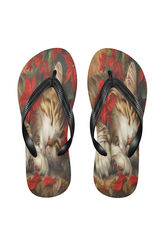 Summer Flip Flops Creatively Dreamy Tabby Nestled in Poinsettias Simple Beach Sandals