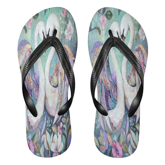 YAZAOOSummer Flip Flops Creatively Elegant Swans Of Spring Simple Beach Sandals