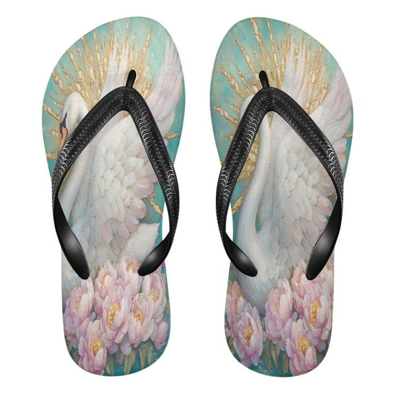 YAZAOOSummer Flip Flops Creatively Ethereal Swan Majesty Simple Beach Sandals