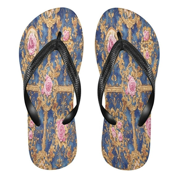 YAZAOOSummer Flip Flops Creatively Floral Baroque Simple Beach Sandals