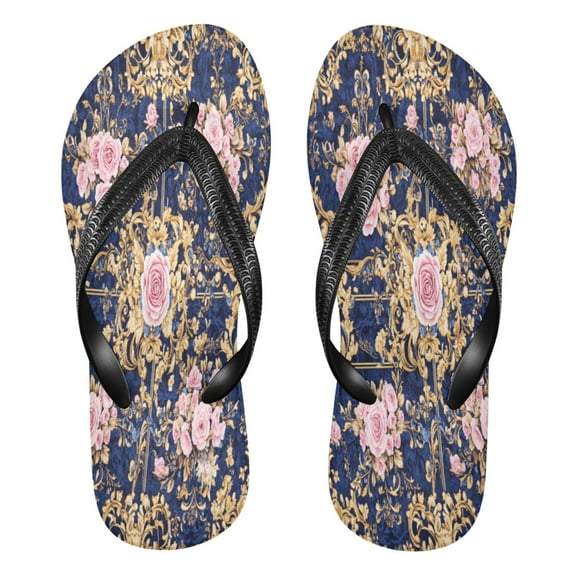 YAZAOOSummer Flip Flops Creatively Floral Damask Simple Beach Sandals