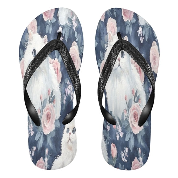 YAZAOOSummer Flip Flops Creatively Floral Felines Simple Beach Sandals