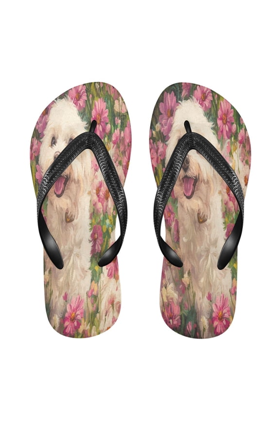 Summer Flip Flops Creatively Floral Furry Friend Simple Beach Sandals