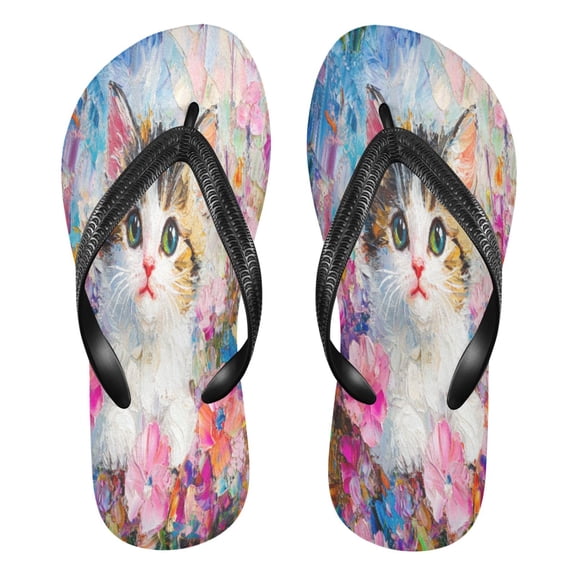 YAZAOOSummer Flip Flops Creatively Floral Whiskers Delight Simple Beach Sandals