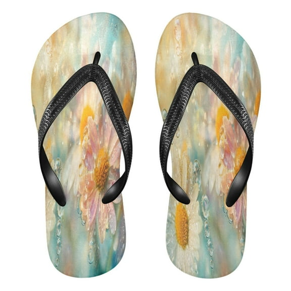 YAZAOOSummer Flip Flops Creatively Flowers Water Bubbles Simple Beach Sandals