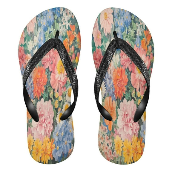 YAZAOOSummer Flip Flops Creatively Fluffy Companion with Blooms Simple Beach Sandals