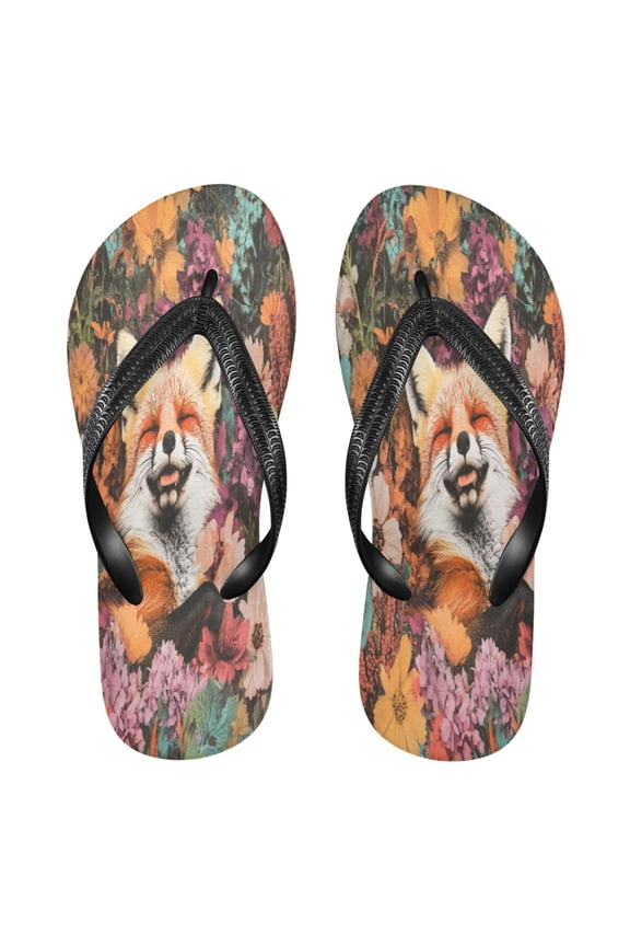 Summer Flip Flops Creatively Fox in Floral Simple Beach Sandals
