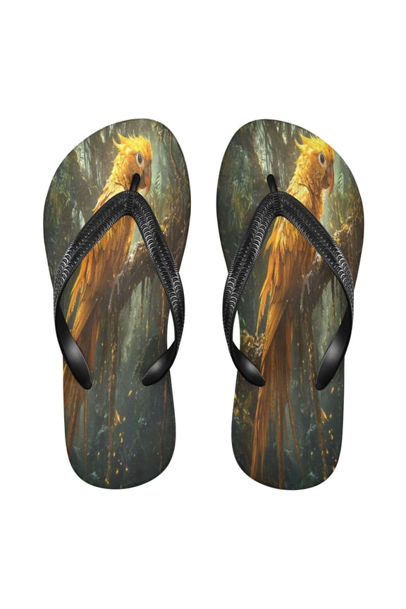 Summer Flip Flops Creatively Golden Feathered Majesty Simple Beach Sandals