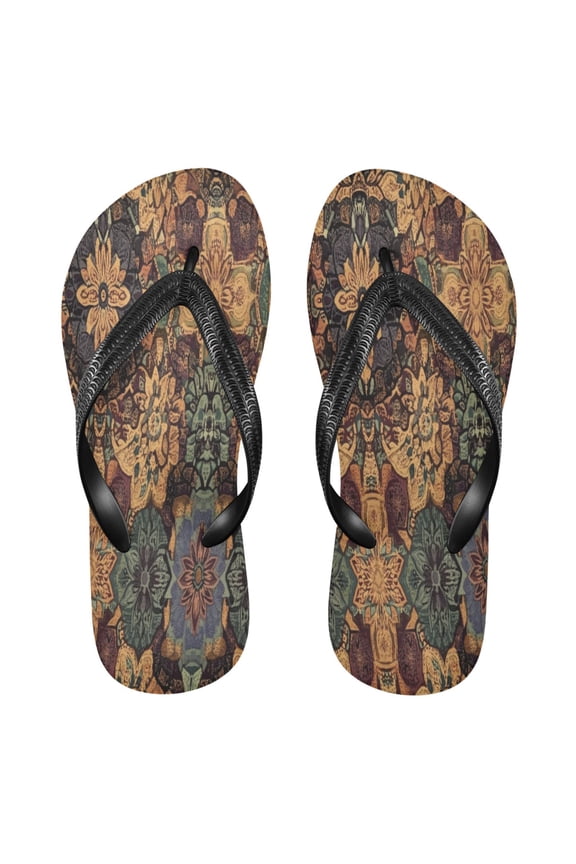 Summer Flip Flops Creatively Golden Mandala Mosaic Simple Beach Sandals