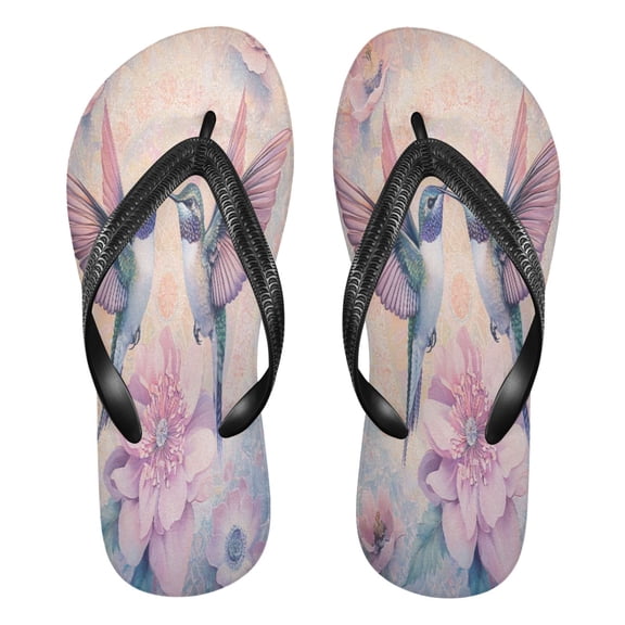 YAZAOOSummer Flip Flops Creatively Harmony Of Hummingbirds Simple Beach Sandals