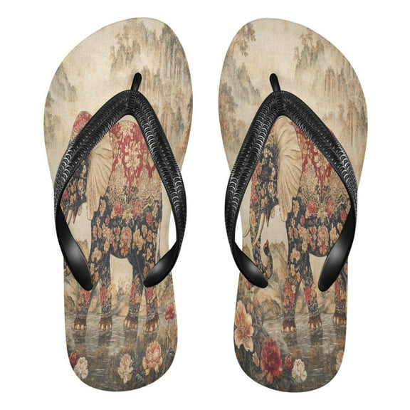 YAZAOOSummer Flip Flops Creatively He Ornate Elephant Simple Beach Sandals
