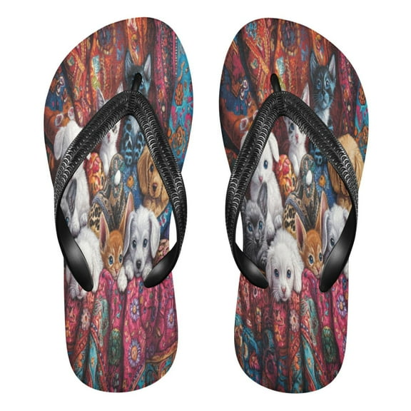 YAZAOOSummer Flip Flops Creatively He Purrfect Playmates Simple Beach Sandals