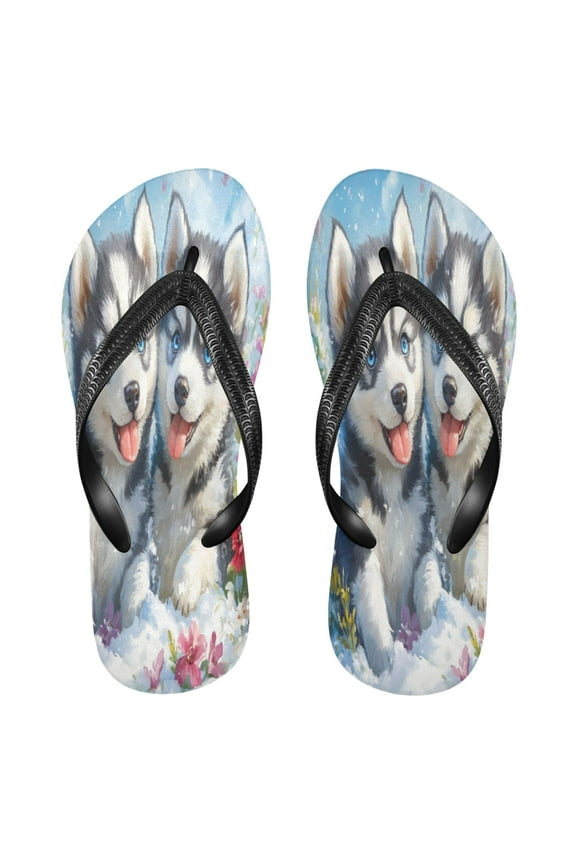 Summer Flip Flops Creatively Huskies in Bloom Simple Beach Sandals