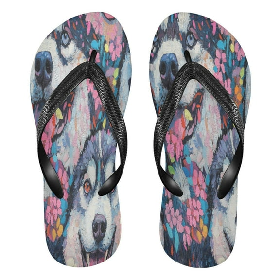 YAZAOOSummer Flip Flops Creatively Husky Happiness Simple Beach Sandals