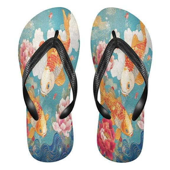 YAZAOOSummer Flip Flops Creatively Koi Dance Simple Beach Sandals