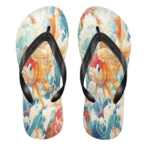 YAZAOOSummer Flip Flops Creatively Koi in Bloom Simple Beach Sandals