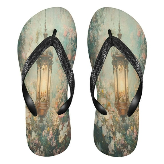 YAZAOOSummer Flip Flops Creatively Lantern in Floral Simple Beach Sandals