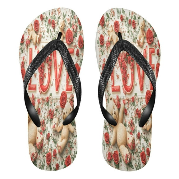 YAZAOOSummer Flip Flops Creatively Love Trio Simple Beach Sandals