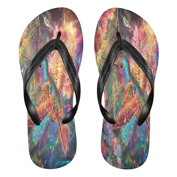 YAZAOOSummer Flip Flops Creatively Luminous Hummingbird Magic Simple Beach Sandals