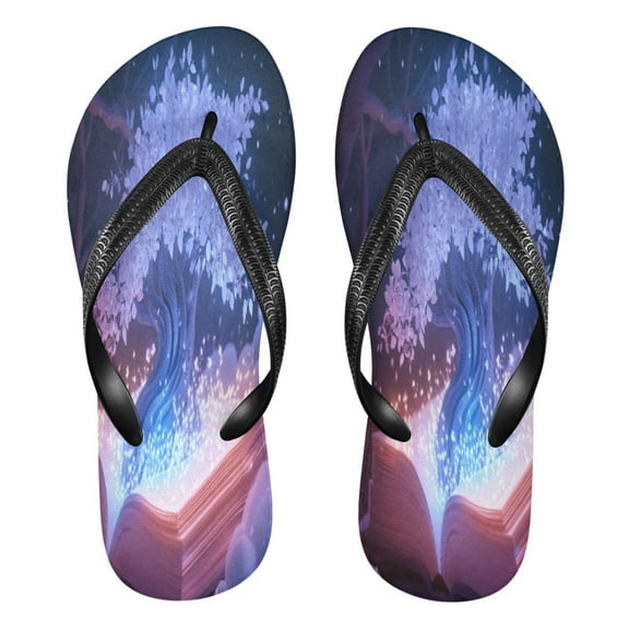YAZAOOSummer Flip Flops Creatively Magic Book Tree Simple Beach Sandals