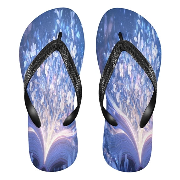 YAZAOOSummer Flip Flops Creatively Magical Book with Flowers Simple Beach Sandals